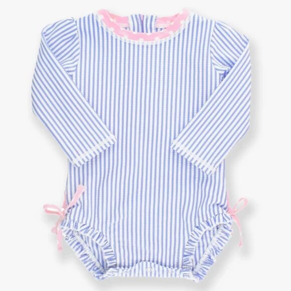 Ruffle Butts Seersucker Long Sleeve Rashguard
